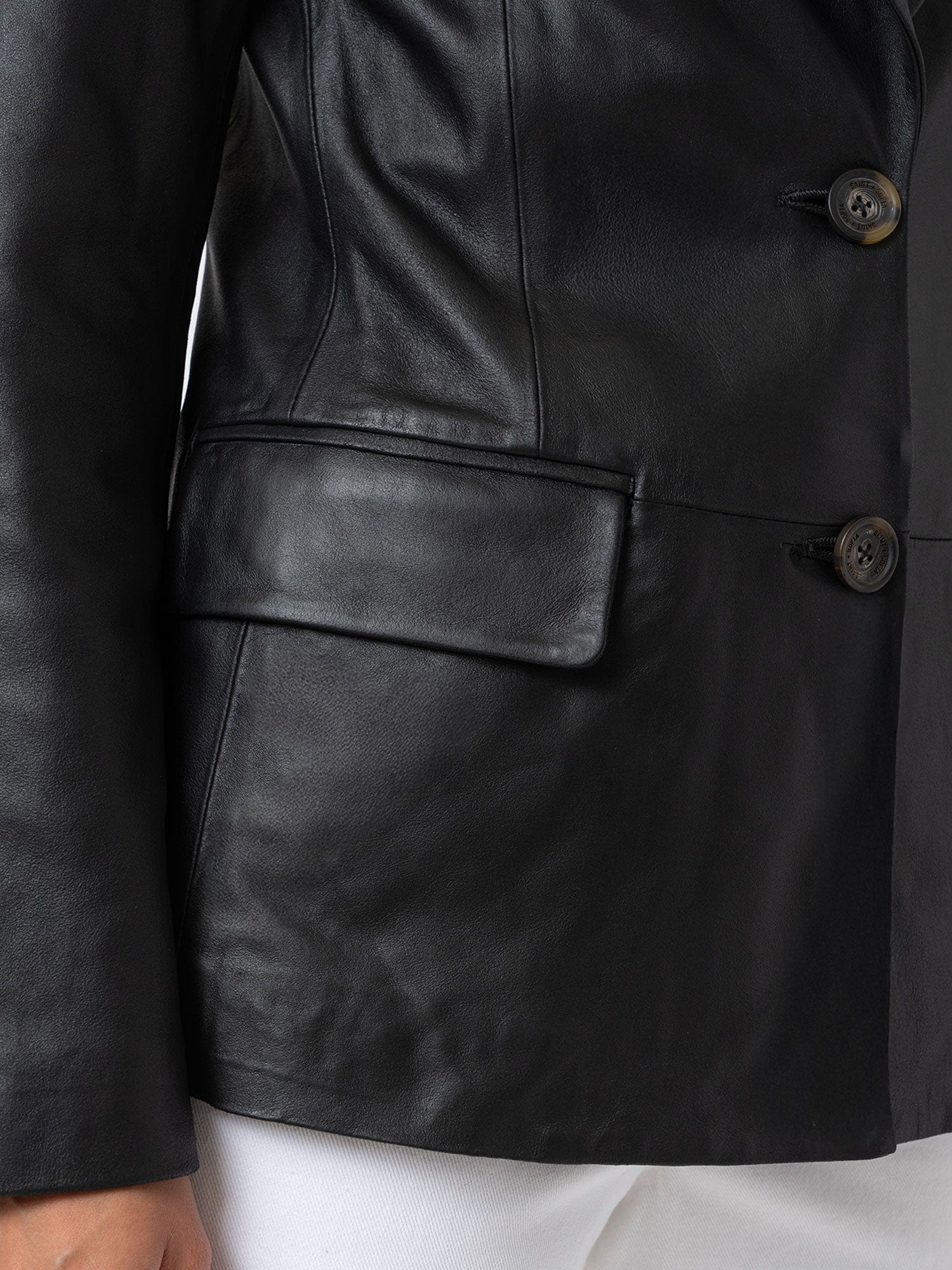 Axel Single Breasted Blazer - Black Leather